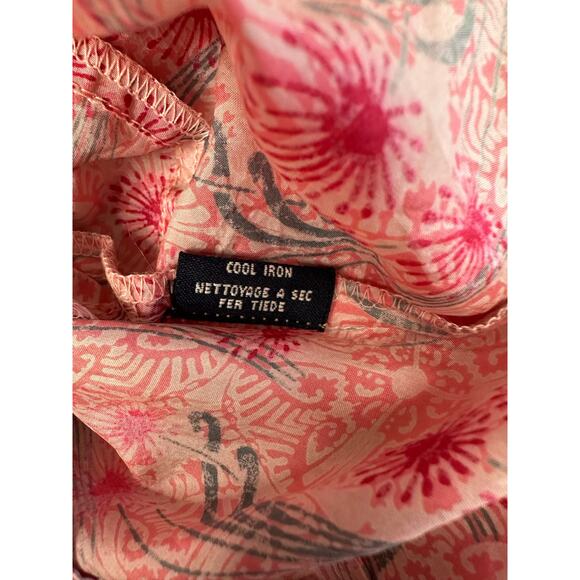 French Connection Pink 100% Silk Sleeveless Mock Neck Floral Dress Size 8 - Picture 9 of 10